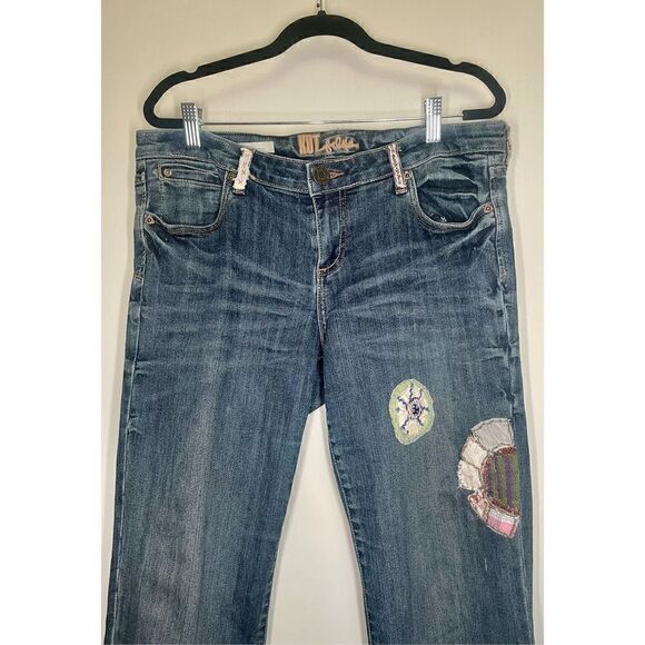 Kut from the Kloth Catherine Boyfriend boho jeans with patch details size 8 - Picture 2 of 16